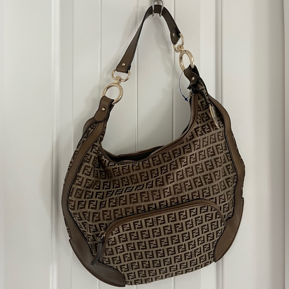 Fendi Zucchino Chef Hobo canvas shoulder bag
